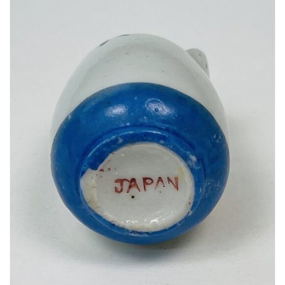 VTG 1.75" Handpainted Ceramic Miniature White VASE Flowers Bamboo Japan - Picture 5 of 5